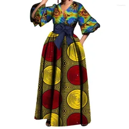 Ethnic Clothing On Sale African Print Maxi Dresses Dashiki V-neck Collar Party Dress Vestidos Plus Size 7XL Clothes For Women Out