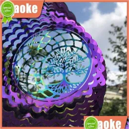 Wandteppiche Neue einzigartige Windspiele Outdoor-Spinner Sammler 3D-rotierende Farblicht-Schatten-Glockenspiel-Spiegel-hängende Tropfen-Lieferung nach Hause Dhkru