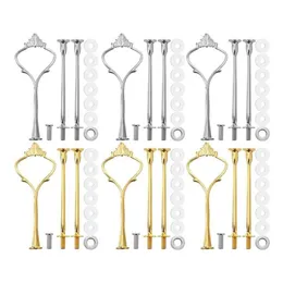 Ferramentas de pastelaria de cozimento 6 peças para suporte de bolo de 3 camadas suporte de hardware resina artesanato diy fazendo cupcake servindo decoração 309g