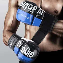 MMA Mixed Martial Arts Handschuhe, verschleißfeste PU Muay Thai Boxhandschuhe mit langer Handschlaufe, Kampftraining Handschutz 240125