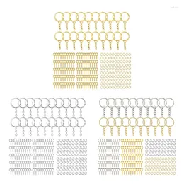 Schlüsselanhänger, Schlüsselanhänger, Ketten-Set, Schrauben-Ösenstifte, Metall-Massen-Split-Ring-Set für DIY-Handwerk