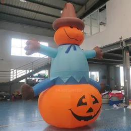 Balão de abóbora inflável de halloween, 6mh (20 pés), com soprador, porta grátis, atividades ao ar livre, publicidade, halloween, com chapéu preto para decoração