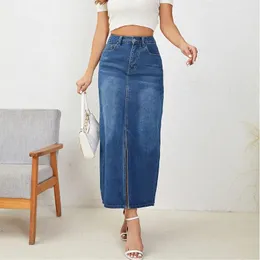 Röcke Sommer Damen Denim Slim Fit knöchellange geteilte Bleistiftjeans für Mädchen