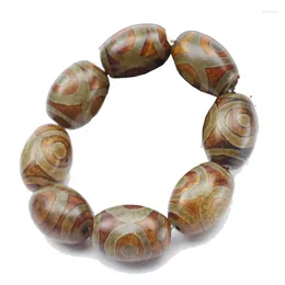 Strang Echte Natürliche Jade Armband Männer Drei Augen Dzi Armbänder Zertifizierte Jade Stein Perle Elastische Perlen Achat Armreifen Schmuck