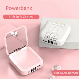 Mirrors Mini Power Bank 20000mAh With Makeup Mirror Fast Charging Portable Charger Powerbank with Cable Poverbank Mobile Phone Battery