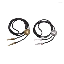 Bow Ties Y166 Bolo Tie Cowboy Slips Punk Faux Leather Rep Cord Necklace With Pendant