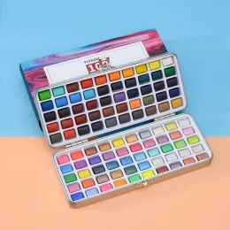 الإمدادات Flydom Art 90/100 ألوان ملوحة مائية مجموعة ماء معدني اللون اللوحة المعدنية مربع غواش الصباغ