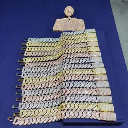 Set di gioielli costosi di fascia alta Bracciale Hip Hop in oro 14 carati