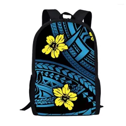 Borse da scuola Fiori Modello polinesiano Zaino per ragazze Studente Bookbag Viaggio Laptop Daypack Adolescente 16 pollici