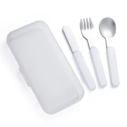 Sublimacja dla dzieci Zestaw na sztućce biały pusty DIY Fork Nóż łyżka noża ze stali nierdzewnej przenośne pudełko dla dzieci dostawa stolika
