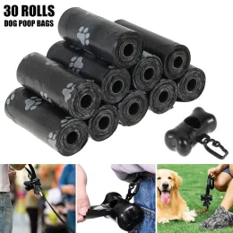 Carrier 30roll Dog Cog Poop Bags Biodegradable Eco Pet Bag Bag Bag Bag مع موزع نقطة التوقف Pet Dogs Poop Clean Up Tool للأجهزة الخارجية