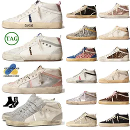 Designer Casual Shoes Mid Star Handmade Womens Mens Suede Leather Italy Brand Sneakers Flat Ball Silver Vintage Platform OG Gold Studs Pink Zebra Trainers
