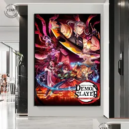 Dipinti Demon Slayer Poster e stampe Wall Art Zenitsu Kyojuro Pittura per la camera dei bambini Decorazione domestica Adesivo Drop Delivery Garde Dhlcp