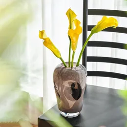 Vasos Home Taro Pote Preto Vaso De Vidro Mobiliário Ornamentos Suaves Aquacultura Conjunto De Flores