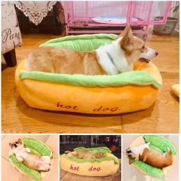 Mats Teddy Poodle Hot Dog Kennel Detachable Washable Shiba Inu Kennel Pet Kennel Warm Pet Beds Hot Dog Bed Cama Para Perros Calientes