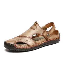 Gai unclejerry sandálias masculinas de couro, sandália confortável e durável para o verão ao ar livre 240119 gai