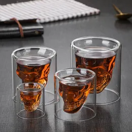 Kafatası Başı Glass Fun Creative Tasarımcı Kristal Parti Şarap Kupası Şeffaf Votka Bira Steins Cadılar Bayramı Yenilik Kupası