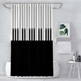 Cortinas de ducha Ébano Marfil Notas musicales Tela impermeable Decoración creativa para el baño con ganchos Accesorios para el hogar