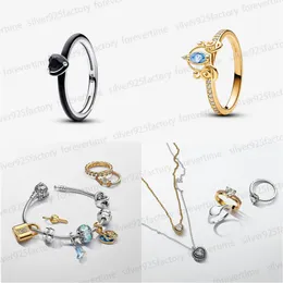 Argento 925 nuovo designer fedi nuziali per le donne moda catena di lusso braccialetto di fascino fai da te fit Pandoras Disnes collana con anello a cuore regalo di gioielli di fidanzamento con scatola