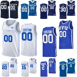 BYU Cougars Basketball College 30 Dallin Hall Jerseys University 15 Richie Saunders 0 Noah Waterman Spencer Johnson Trevin Knell Jaxson Robinson Mans Youth Woman