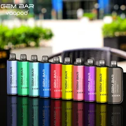 Puff 10000 Gem Bar 10000 Puffs engångs e-cigaretter 100% Original Vape Pod Device 15 Flavors LED Display E-Liquid 20 ml