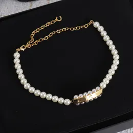Gold Diamond Necklace Fashion Pearl Neckor Chokers Letter Halsband för kvinna Chokers Designer Halsband presentkedja smycken