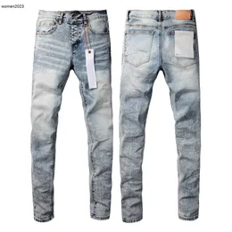 Jeans de grife para calças masculinas jeans roxo Mens Jeans angustiado rasgado motociclista Slim Fit motocicleta Mans empilhados jogging jeans clássico 27 de janeiro