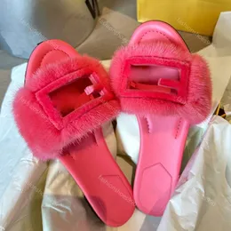 Gerçek Mink Fur Slaytlar Lüks Tasarımcı Terlik Kadın Ayakkabı Yüksek Kaliteli Sandalet Peluş Tembel Daireler Yaz Plajı Sandal Boş Dışarı Out Box 10A 35-42