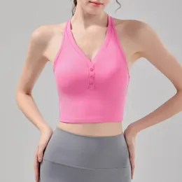 LL Yoga da donna con scollo a V raccolto intimo sportivo da donna bellissima tuta da yoga posteriore gilet esterno antiurto corsa anti-cedimento reggiseno fitness