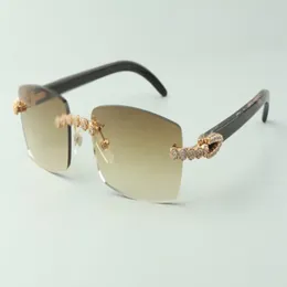 2021 изысканные солнцезащитные очки с бриллиантами и букетом 3524012 с линзами для очков из натурального черного текстурированного рога буйвола, толщина 3 0, размер 18-140297B