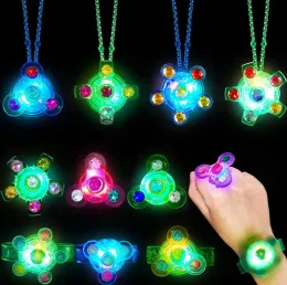 Light Up Toy Party Favors LED Fidget Bracelet Glow Necklace Gyro Rings Kid Adults Finger Lights Neon Birthday Halloween Christmas Goodie ZZ