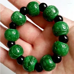 Strand Genuine Natural Emerald Jade Bracelet Men Women Certified Green Jades Stone Beads Elastic Male Bangle Jewellery