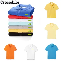 Alta qualidade de luxo dos homens camiseta designer polo camisas alta rua bordado crocodilo impressão roupas dos homens marca lacos polo camisa