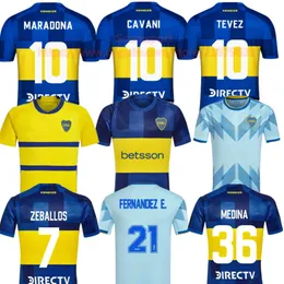 CAVANI Boca Juniors Retro Futebol Jerseys 23 24 TEVEZ ZEBALLOS MEDINA Camisa de Futebol Home Away MARADONA BARCO Homens Crianças Kit de Futebol Conjunto