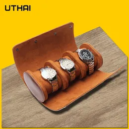 Assista Box Men e mulheres Multifuncionais 3Grids Leather Storage Packaging Wrist Watch Boxes Gift Uthai U06 240119