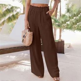 Projektantka odzieży damska Summer Nowe damskie swobodne szczupłe cukierki Kolor Kolor Pencil Camp Pants Fashion Ruffle Edge Patch Bag szerokie nogi spodnie damskie spodnie pantbowg