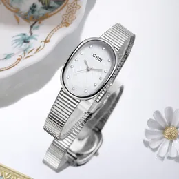 Feminino luz luxo simples requintado fritillaria oval de alta qualidade luxo aço inoxidável à prova dwaterproof água relógio quartzo montre de luxe presentes a11