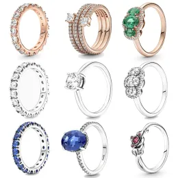 Anéis Fahmi Jóias de moda 100% S925 Prata esterlina Linha cintilante Eternity Triple Spiral Three Stone Beast Rose Rose Simple Charm Ring