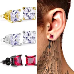 Stud Küpe 5mm Renkli CZ Zirkon Kare Küpe Kara Tabancalı Kabul Trendi Piercing Hiphop Kişilik Mücevherleri Erkekler Kadın Partisi