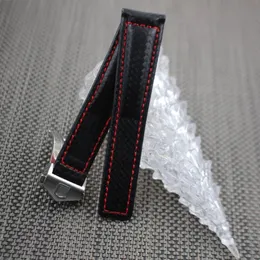 Watch Band Carbon Fiber Watch Strap with Red Stitched Leather Lining Stainless Steel Clasp watchband for Tag271A