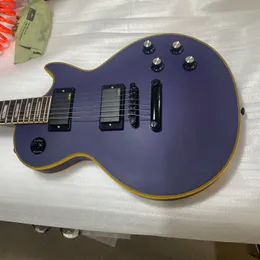 Personalizado lp guitarra elétrica roxo preto hardware venda quente alta qualidade captador ativo entrega rápida