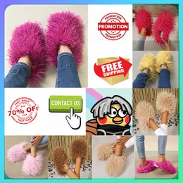 Gratis verzending Designer Casual Platform Pluche Slippers Mannen Vrouw Warm warm houden met pluche Lichtgewicht Grote maat superzachte zolen Platte Wintersandalen 36-49