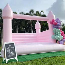 Free Delivery outdoor activities 4.5x4.5m (15x15ft) With blower outdoor Inflatable Wedding Bouncer pastel pink bouncy castle Birthday party Jumper Bouncy Castle