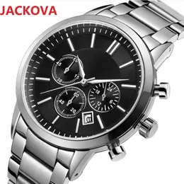 Todos os mostradores relógios de trabalho 43mm 100% JAPÃO MOVIMENTO Quartz Chronograph relógio masculino pulseira de aço inoxidável relógio de pulso à prova d'água mo262R