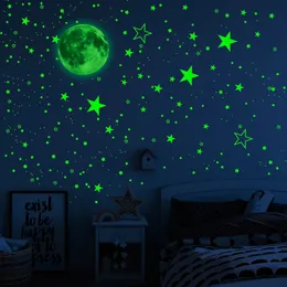 444 pezzi set adesivo da parete stella lunare luminoso bagliore nel buio decalcomanie fluorescenti per la decorazione del soffitto della camera da letto dei bambini di casa 240123