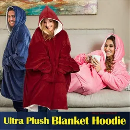 Oversize Hoody Sweatshirt Sofa Blanket for Women Hoodie Sweatshirt Sherpa Coats Comfy Pullover Christmas Sudadera Mujer 201128318K