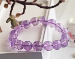 Armreifen Natürliches Lila Amethyst Quarzkristall Armband 8mm 10mm 12mm Klare Runde Perlen Frau Männer Kristall Lavendel Amethyst AAAAAA