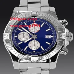 мужские часы 48 мм Красивый синий циферблат браслет из нержавеющей стали A13370 LVK Кварцевый хронограф Рабочие мужские часы Наручные часы2327