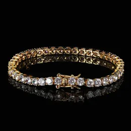fashioh hip hop 3 millimetri cz braccialetto tennis perline zircone uomini braccialetto catene braccialetti in filo per le donne pulsairas bijoux argento oro braccialetti di cristallo