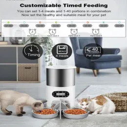 フィーダー3L 4.5Lダブルミールドッグオートマチックフィーダー猫スマートフィーチングTUYA WiFi Food Dispenser Bowl Auto Recording Timming Pet Feeder